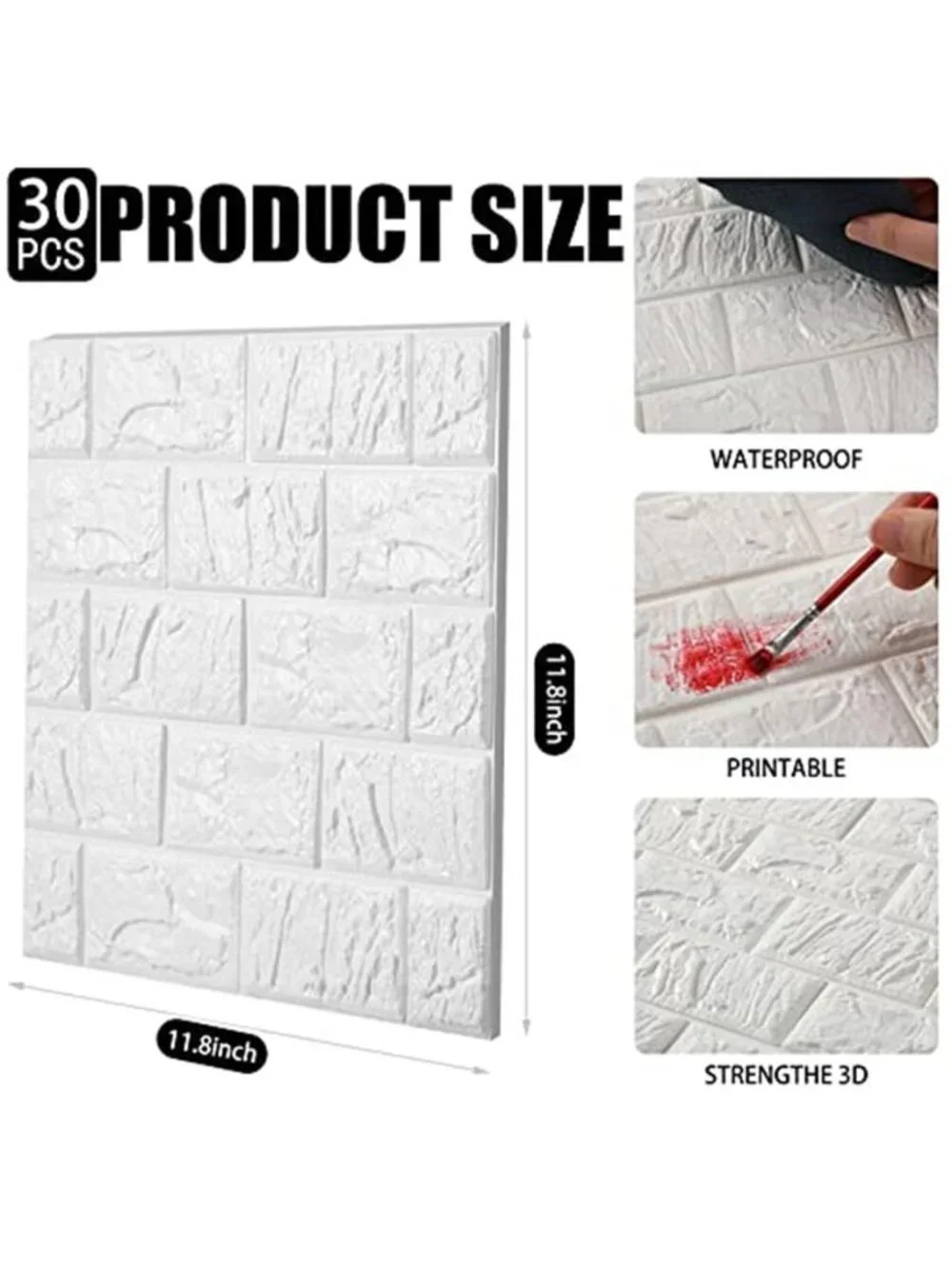 3D Brick Wallpaper Peel And Stick Wall Panels Foam Wall Decor 30 Pack